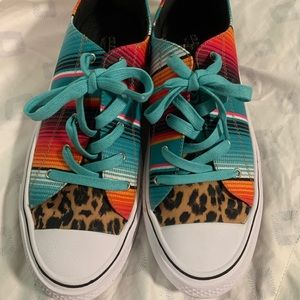 Leopard and serape sneakers